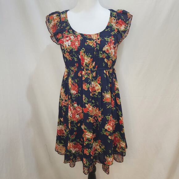 Forever 21 Multicolor Floral Rodeo Country Ruffle Lined Dress, Size Small - Picture 1 of 9